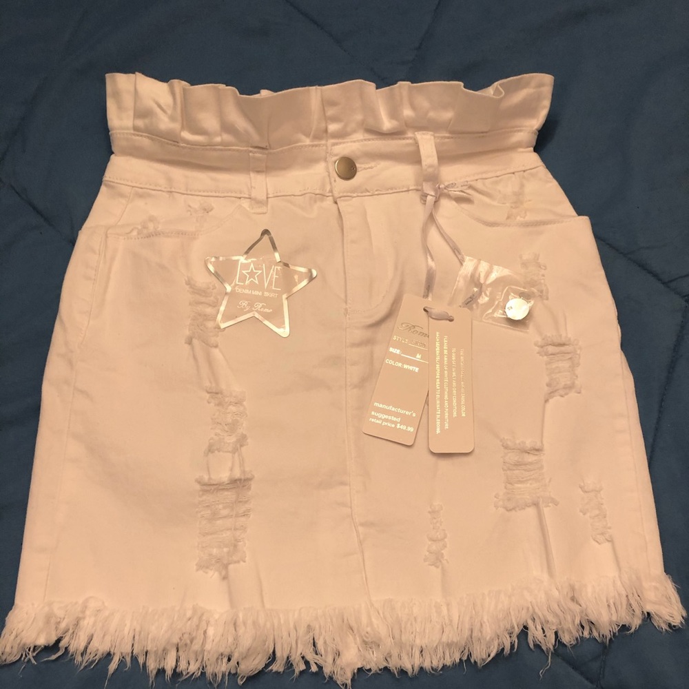 White mini skirt